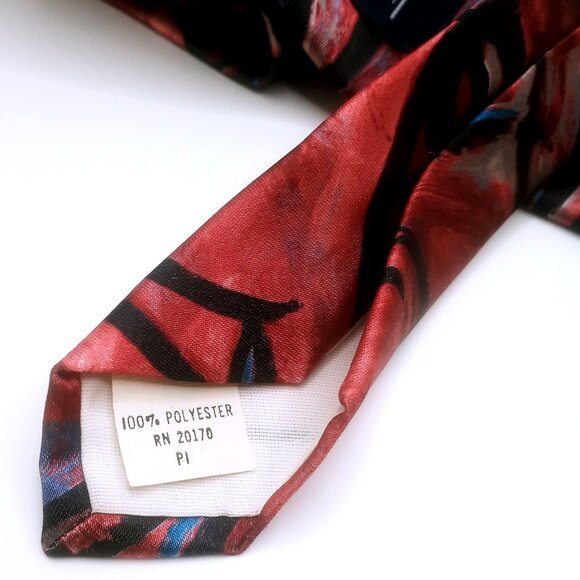 Vintage Ketch Classic Men's Tie Abstract Print Red Black Blue Polyester 57"Long - Picture 9 of 12